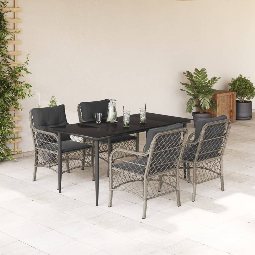 5-delige Tuinset met kussens poly rattan lichtgrijs is nu te koop bij PeponiXL, paradijselijk wonen!