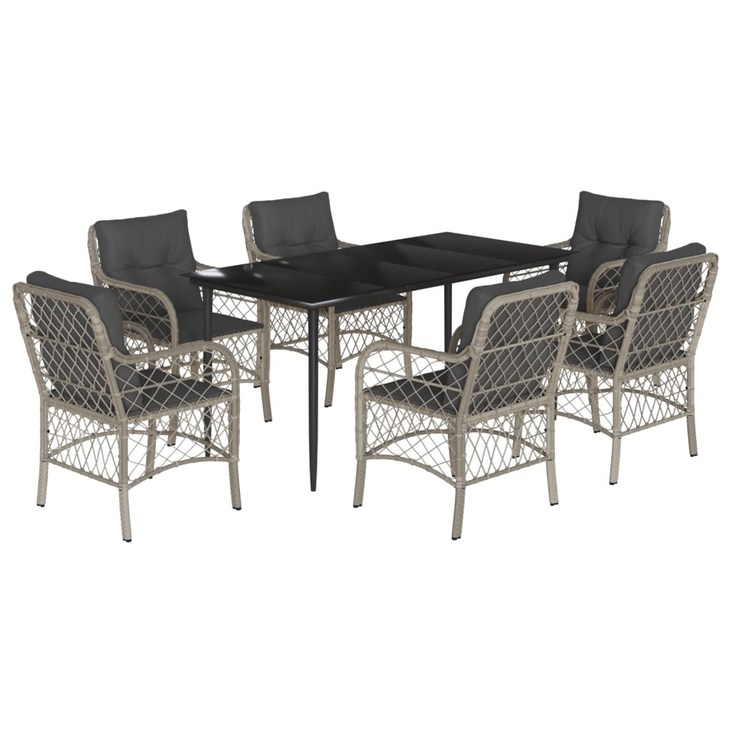 7-delige Tuinset met kussens poly rattan grijs is nu te koop bij PeponiXL, paradijselijk wonen!