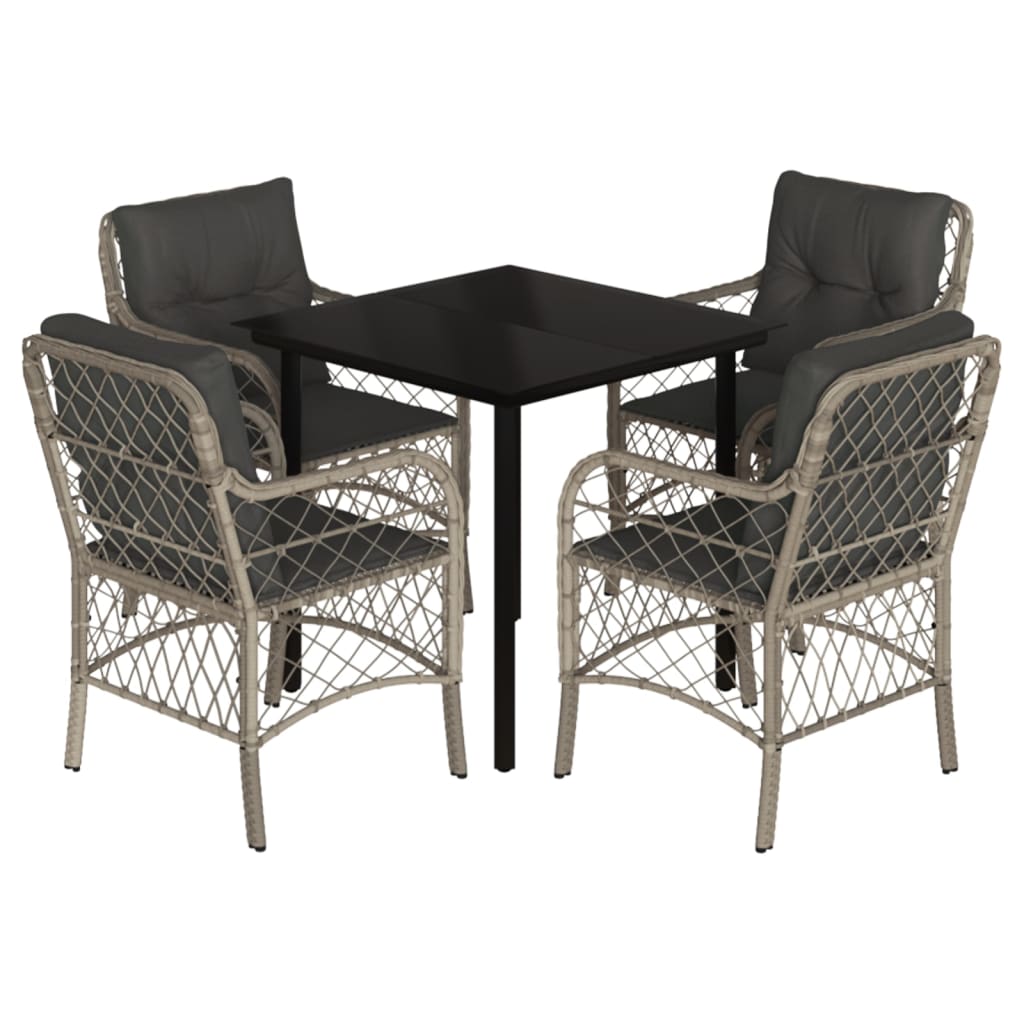 5-delige Tuinset met kussens poly rattan lichtgrijs is nu te koop bij PeponiXL, paradijselijk wonen!