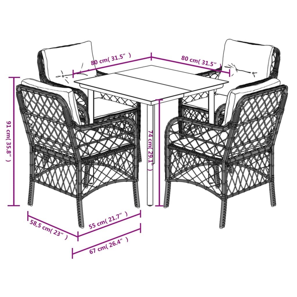 5-delige Tuinset met kussens poly rattan lichtgrijs is nu te koop bij PeponiXL, paradijselijk wonen!