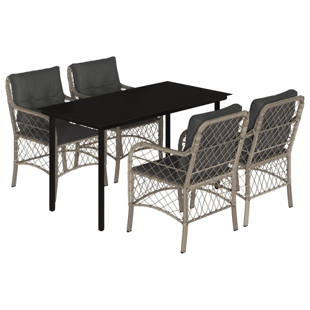 5-delige Tuinset met kussens poly rattan lichtgrijs is nu te koop bij PeponiXL, paradijselijk wonen!