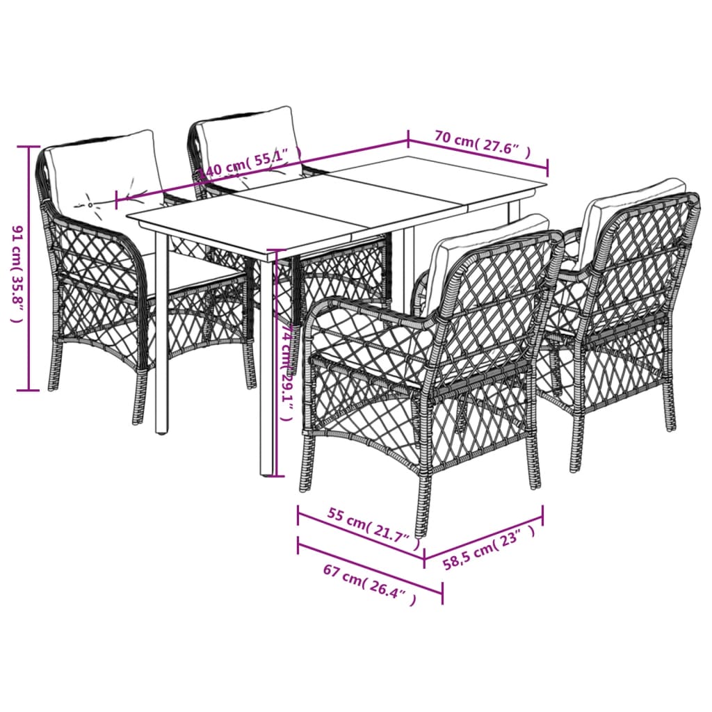 5-delige Tuinset met kussens poly rattan lichtgrijs is nu te koop bij PeponiXL, paradijselijk wonen!