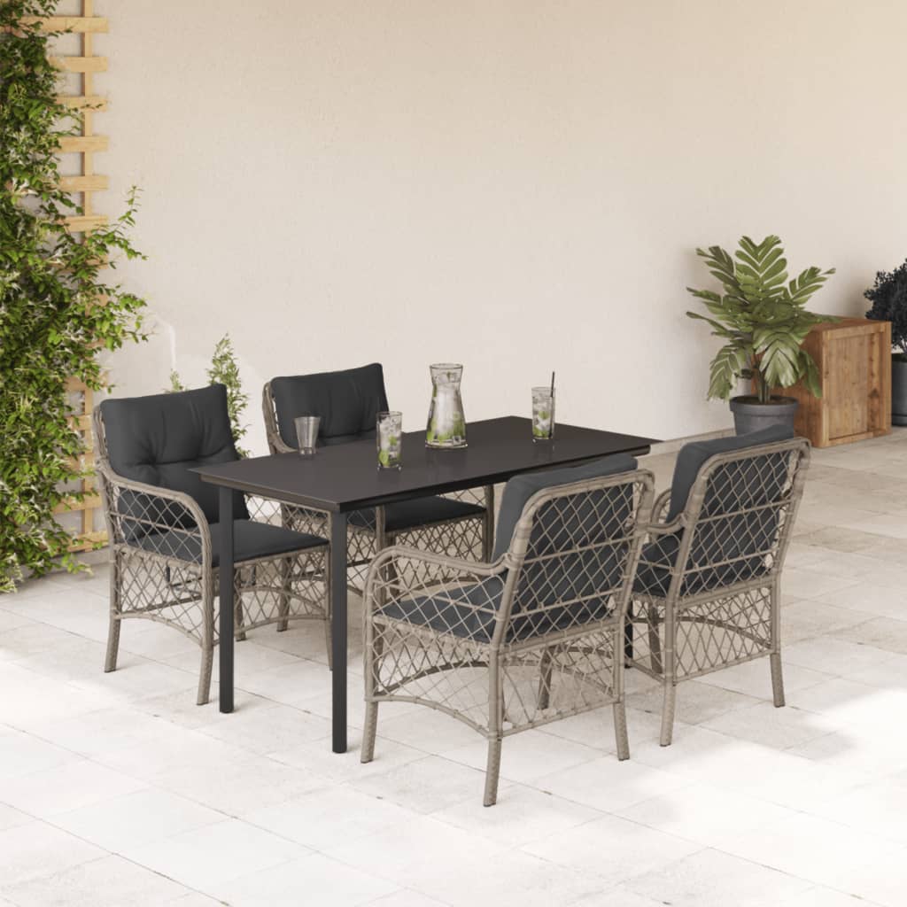5-delige Tuinset met kussens poly rattan lichtgrijs is nu te koop bij PeponiXL, paradijselijk wonen!