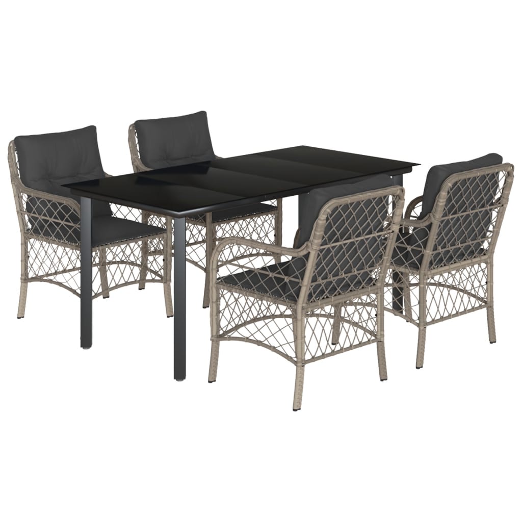 5-delige Tuinset met kussens poly rattan lichtgrijs is nu te koop bij PeponiXL, paradijselijk wonen!