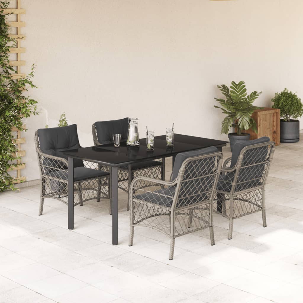 5-delige Tuinset met kussens poly rattan lichtgrijs is nu te koop bij PeponiXL, paradijselijk wonen!