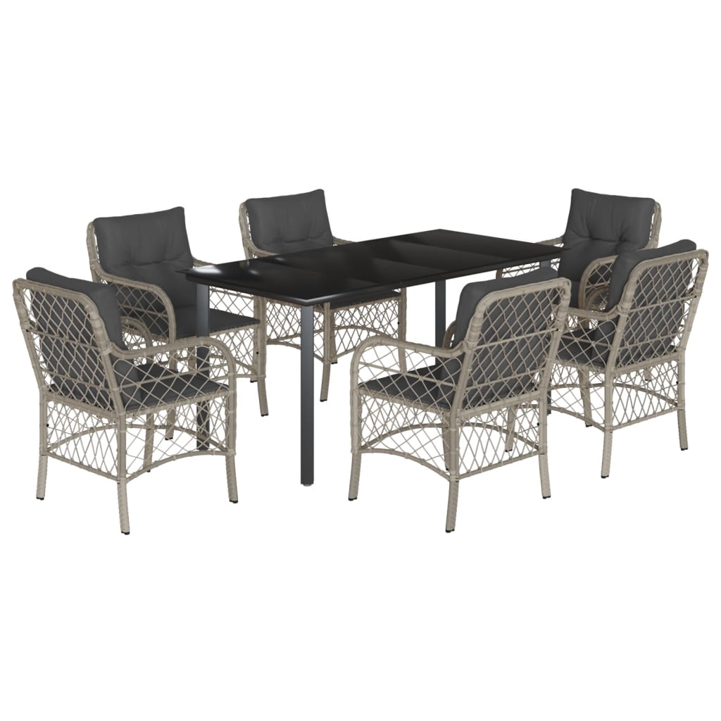 7-delige Tuinset met kussens poly rattan grijs is nu te koop bij PeponiXL, paradijselijk wonen!