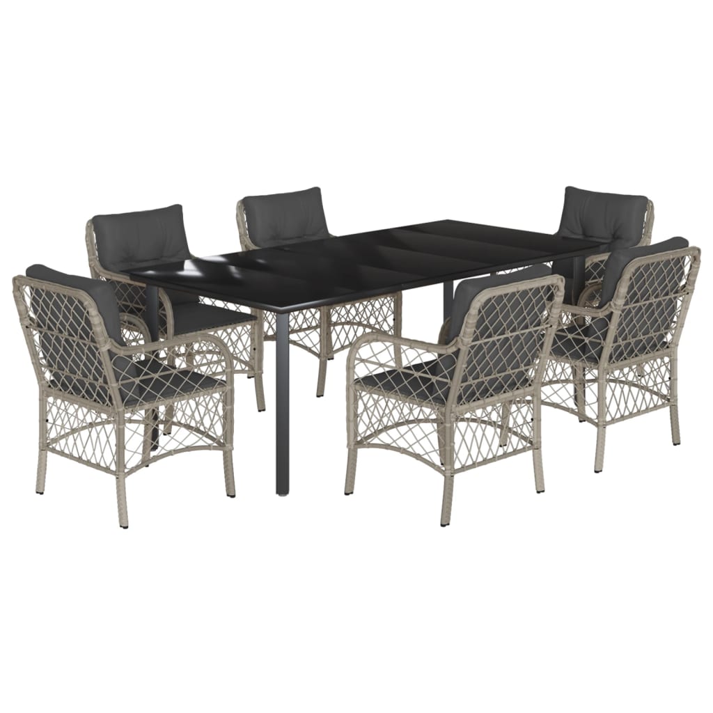 7-delige Tuinset met kussens poly rattan grijs is nu te koop bij PeponiXL, paradijselijk wonen!