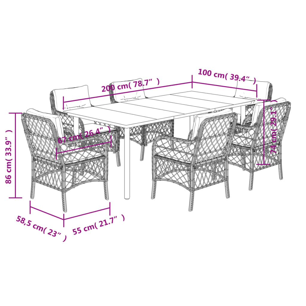 7-delige Tuinset met kussens poly rattan grijs is nu te koop bij PeponiXL, paradijselijk wonen!