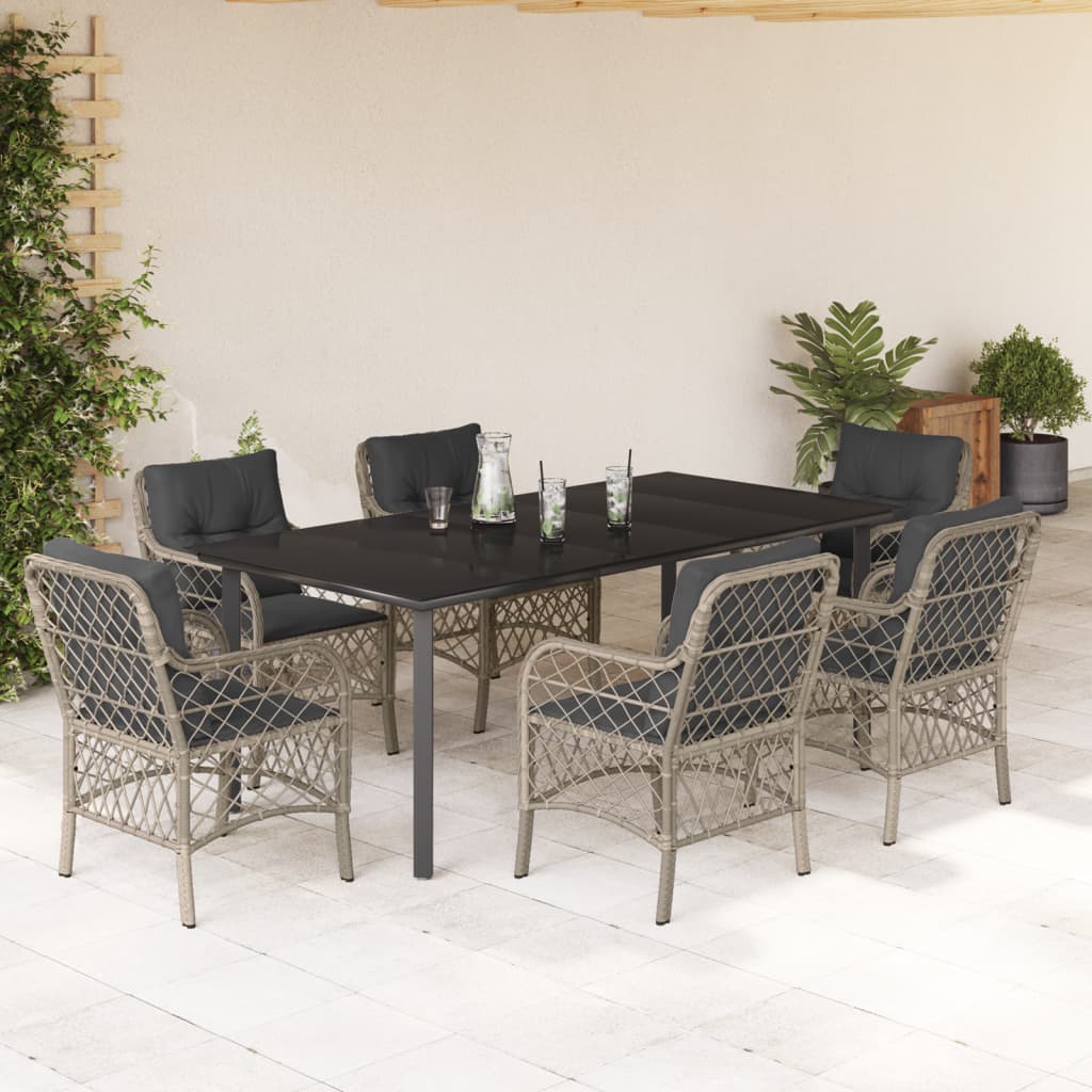 7-delige Tuinset met kussens poly rattan grijs is nu te koop bij PeponiXL, paradijselijk wonen!