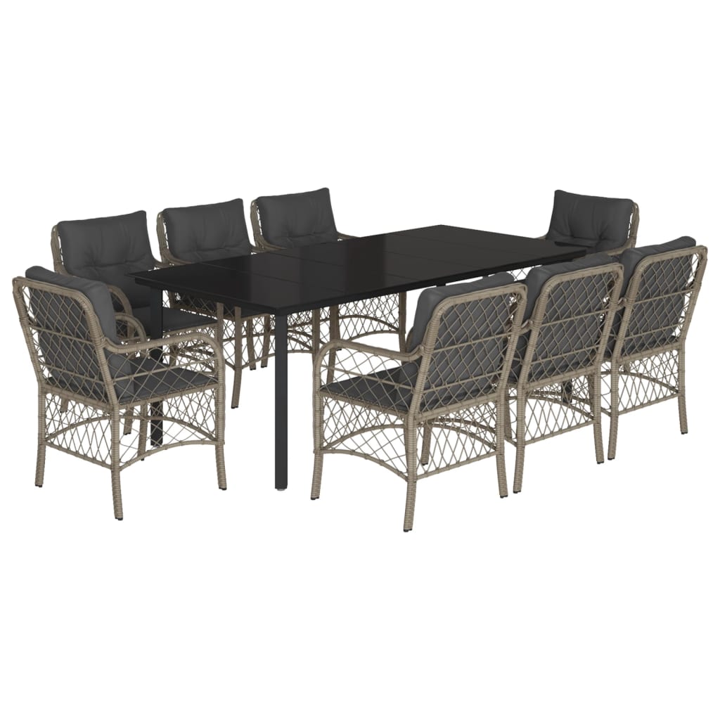 9-delige Tuinset met kussens poly rattan lichtgrijs is nu te koop bij PeponiXL, paradijselijk wonen!