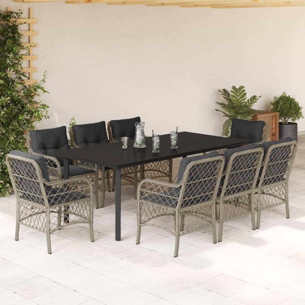 9-delige Tuinset met kussens poly rattan lichtgrijs is nu te koop bij PeponiXL, paradijselijk wonen!