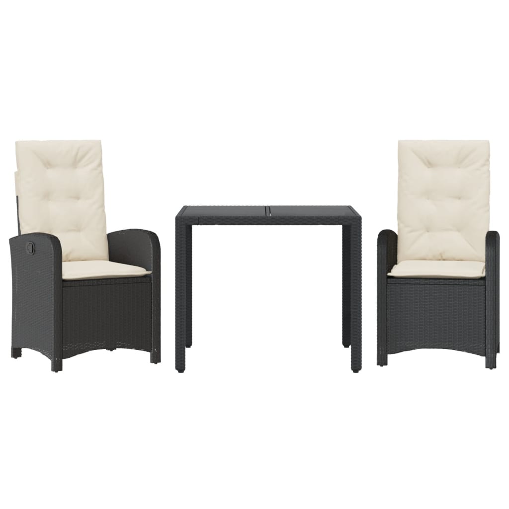 3-delige Tuinset met kussens poly rattan zwart is nu te koop bij PeponiXL, paradijselijk wonen!