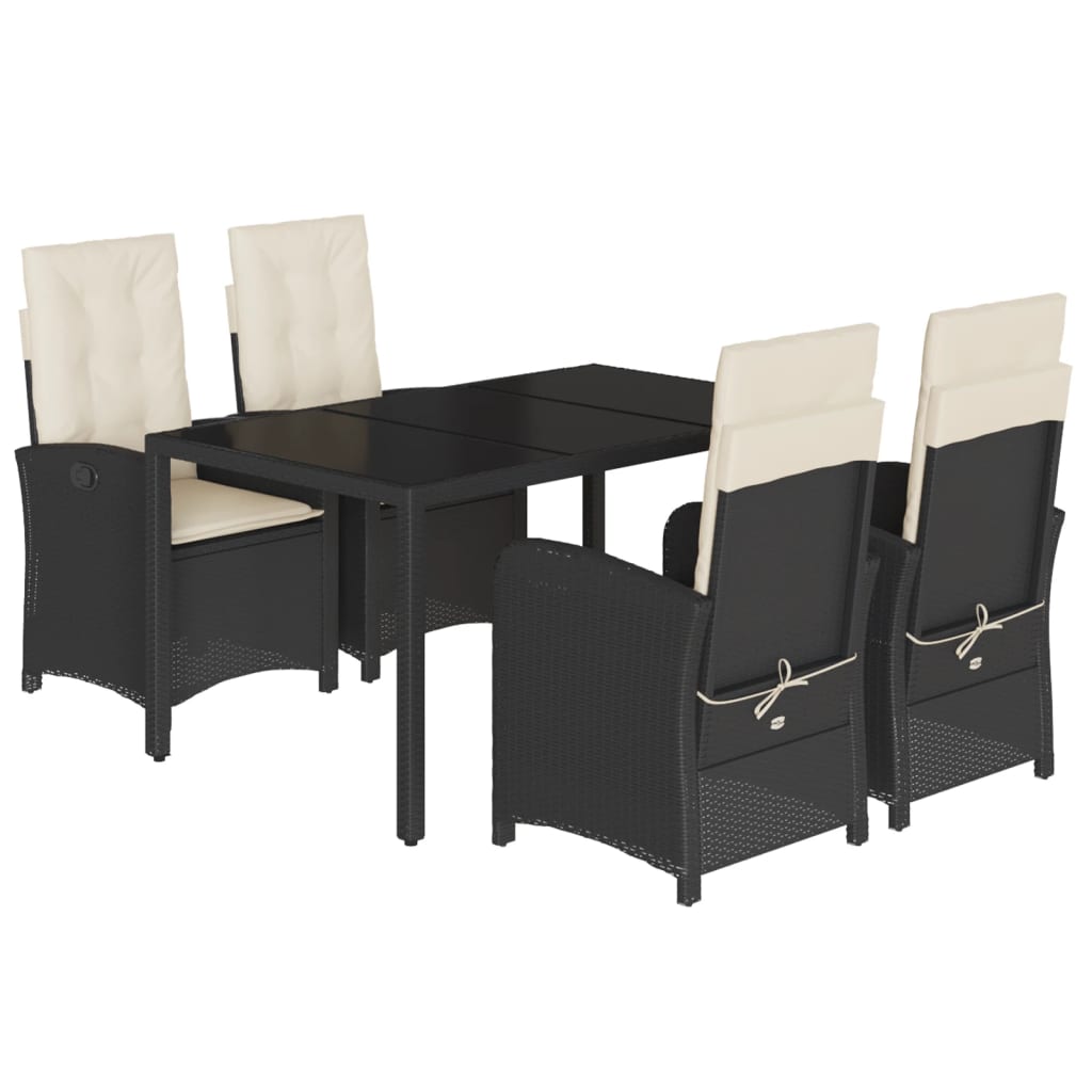 5-delige Tuinset met kussens poly rattan zwart is nu te koop bij PeponiXL, paradijselijk wonen!