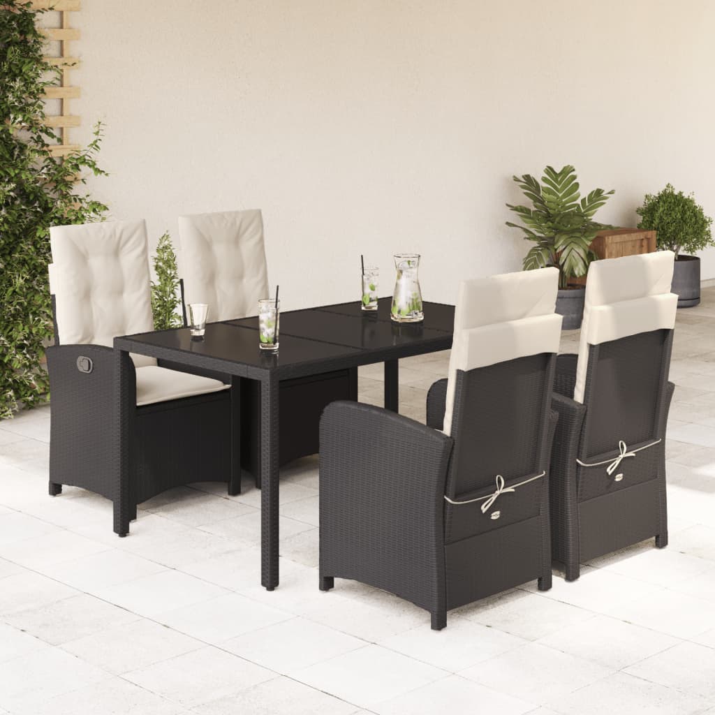 5-delige Tuinset met kussens poly rattan zwart is nu te koop bij PeponiXL, paradijselijk wonen!