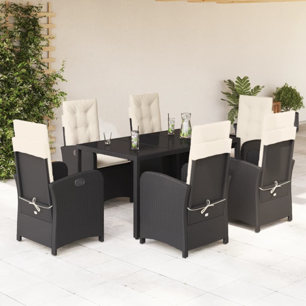 7-delige Tuinset met kussens poly rattan zwart is nu te koop bij PeponiXL, paradijselijk wonen!