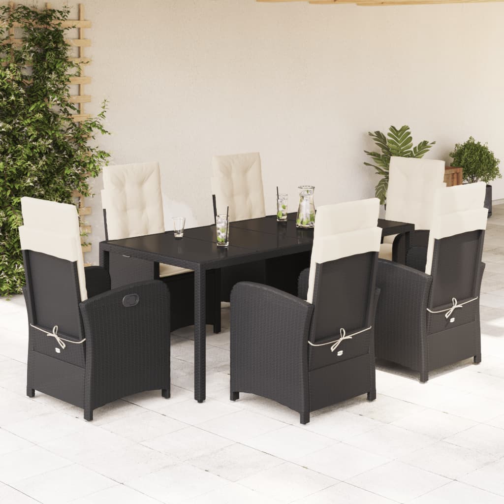 7-delige Tuinset met kussens poly rattan zwart is nu te koop bij PeponiXL, paradijselijk wonen!