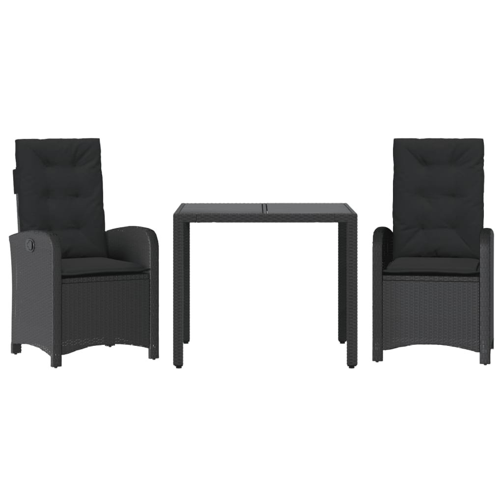 3-delige Tuinset met kussens poly rattan zwart is nu te koop bij PeponiXL, paradijselijk wonen!