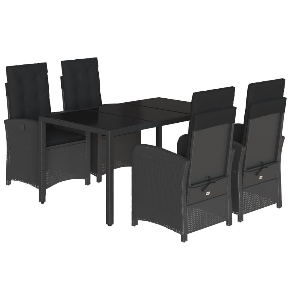5-delige Tuinset met kussens poly rattan zwart is nu te koop bij PeponiXL, paradijselijk wonen!