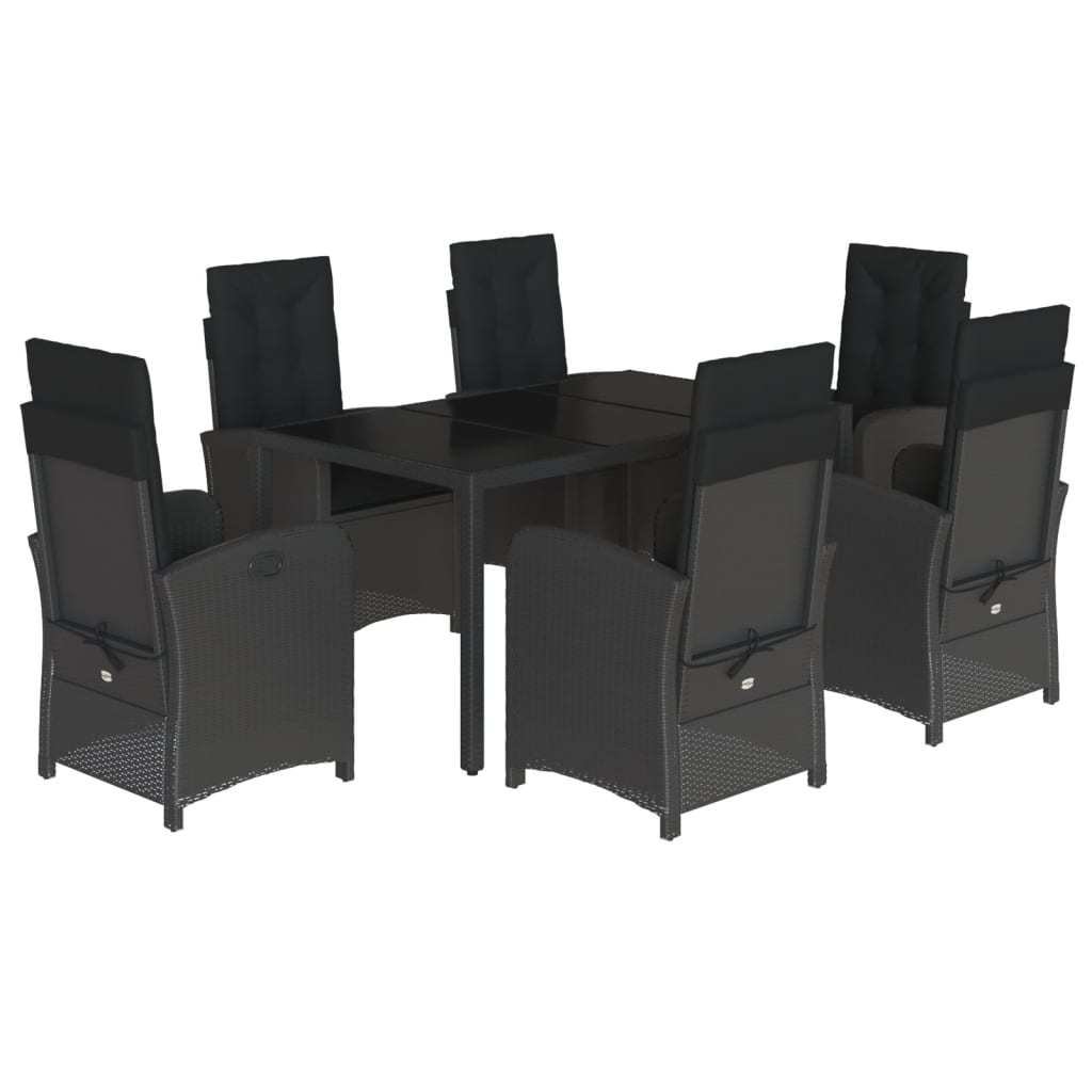 7-delige Tuinset met kussens poly rattan zwart is nu te koop bij PeponiXL, paradijselijk wonen!