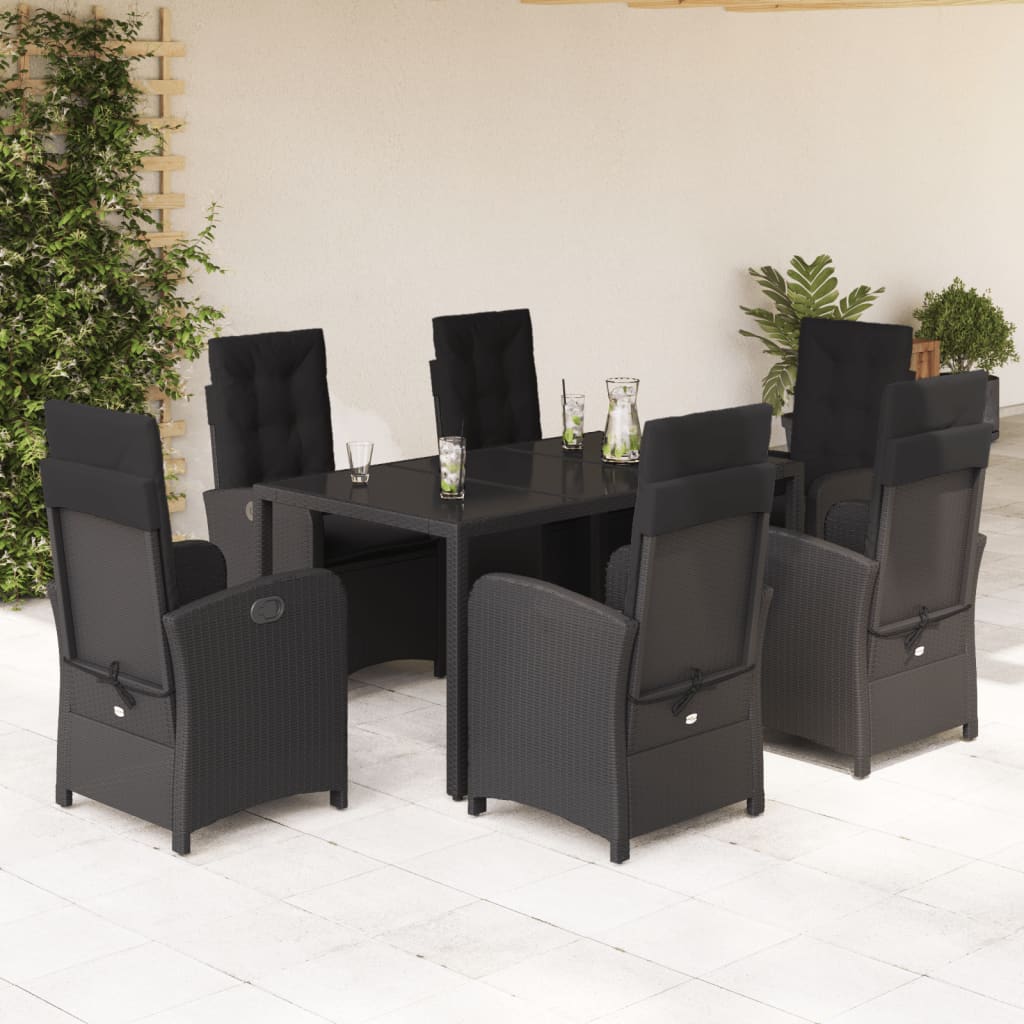 7-delige Tuinset met kussens poly rattan zwart is nu te koop bij PeponiXL, paradijselijk wonen!