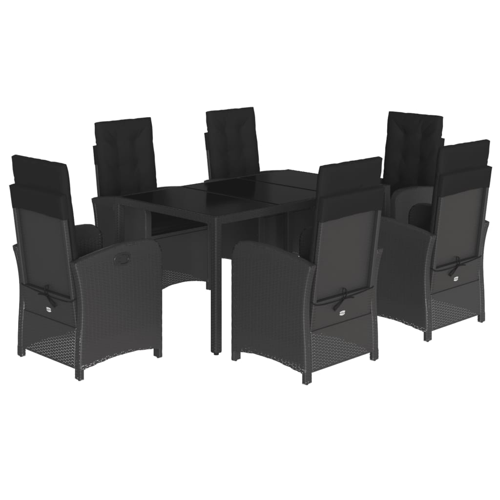 7-delige Tuinset met kussens poly rattan zwart is nu te koop bij PeponiXL, paradijselijk wonen!