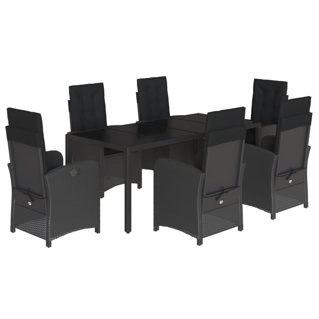 7-delige Tuinset met kussens poly rattan zwart is nu te koop bij PeponiXL, paradijselijk wonen!
