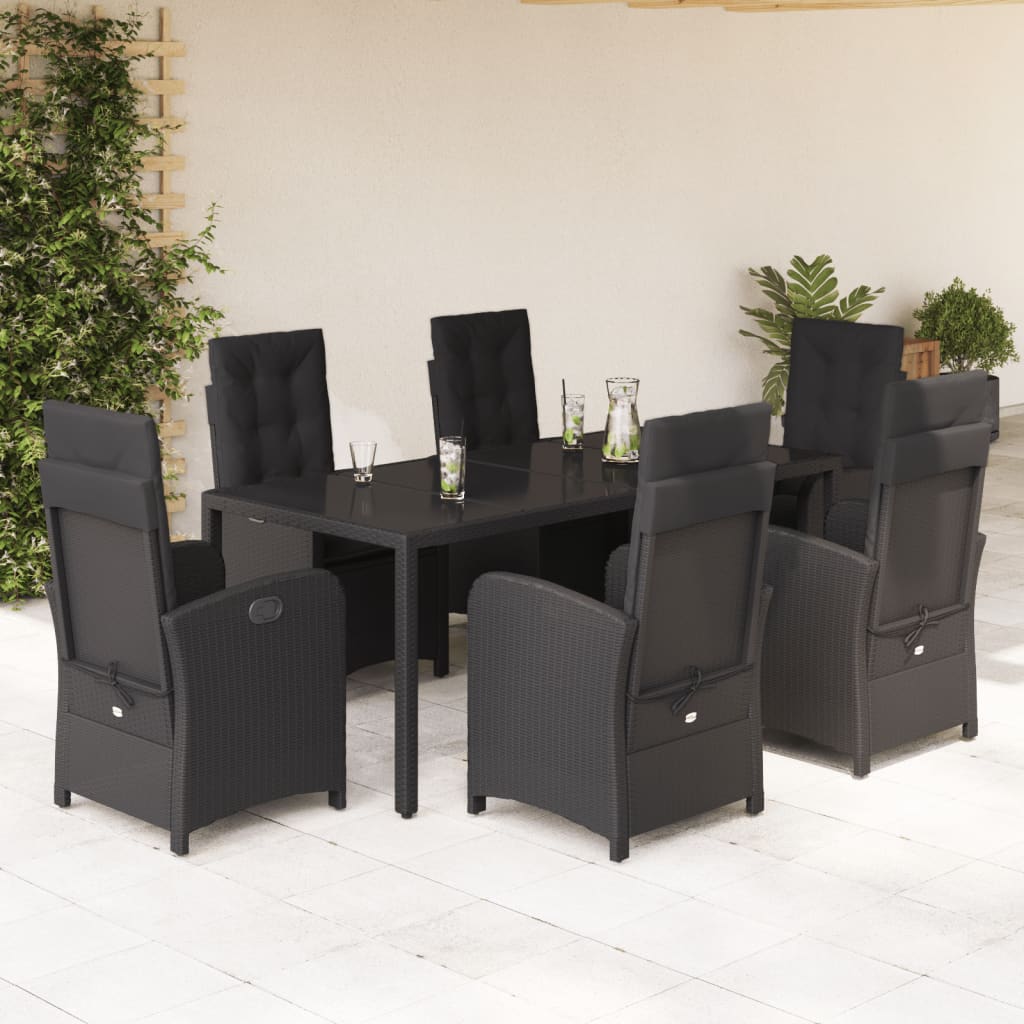 7-delige Tuinset met kussens poly rattan zwart is nu te koop bij PeponiXL, paradijselijk wonen!