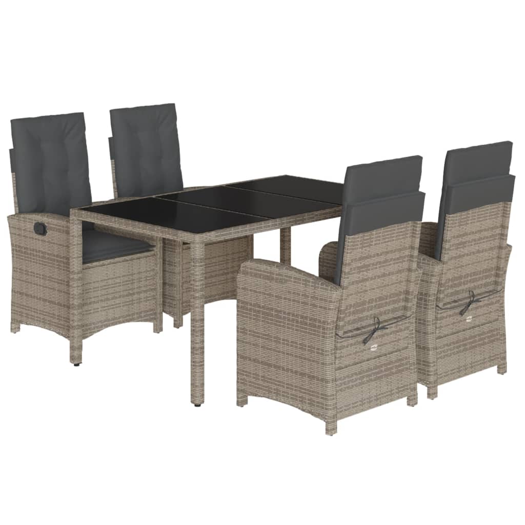 5-delige Tuinset met kussens poly rattan grijs is nu te koop bij PeponiXL, paradijselijk wonen!