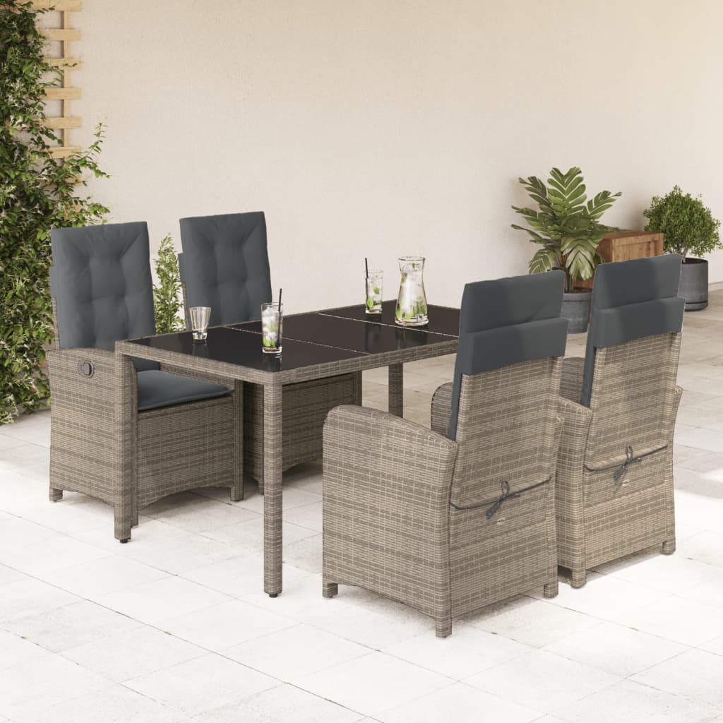 5-delige Tuinset met kussens poly rattan grijs is nu te koop bij PeponiXL, paradijselijk wonen!