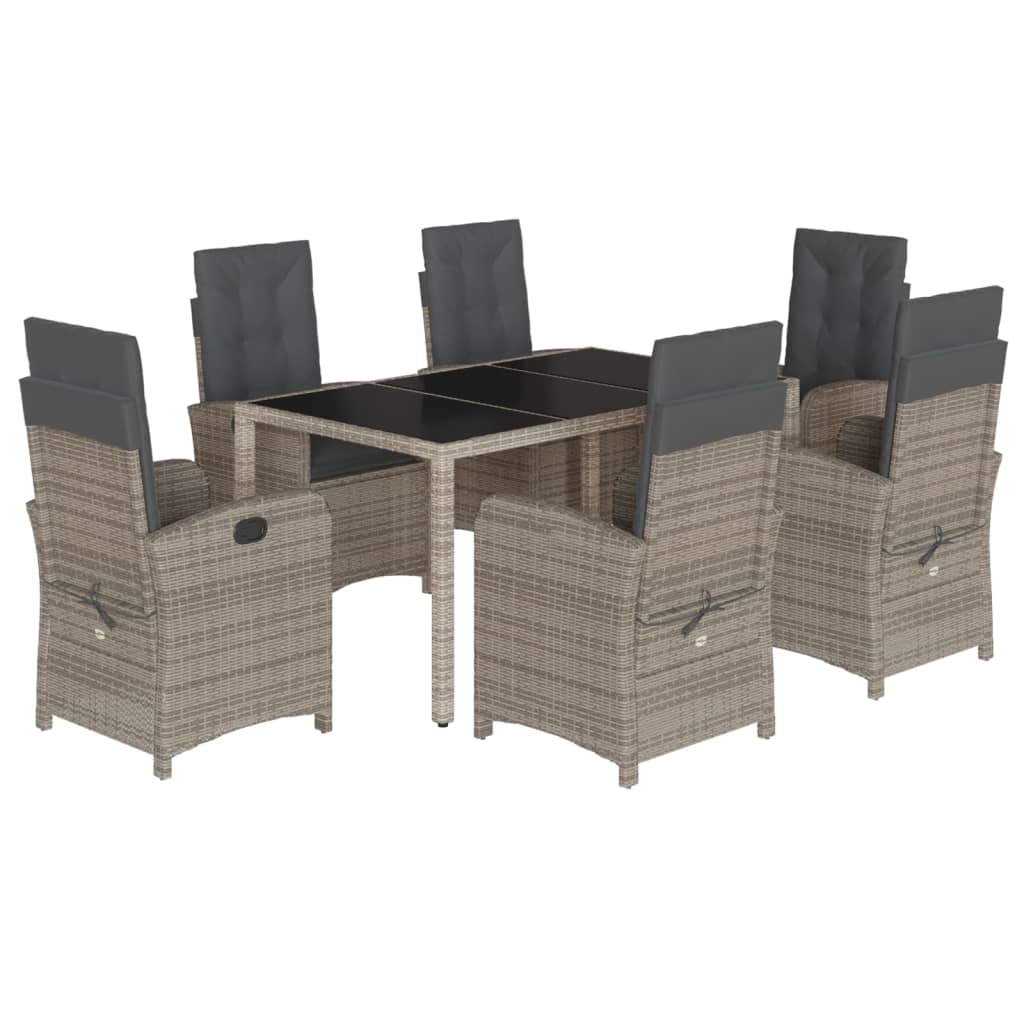 7-delige Tuinset met kussens poly rattan grijs is nu te koop bij PeponiXL, paradijselijk wonen!