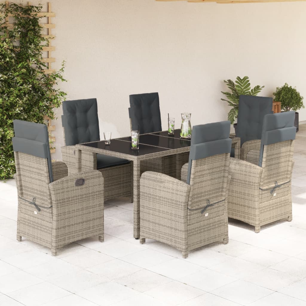 7-delige Tuinset met kussens poly rattan grijs is nu te koop bij PeponiXL, paradijselijk wonen!