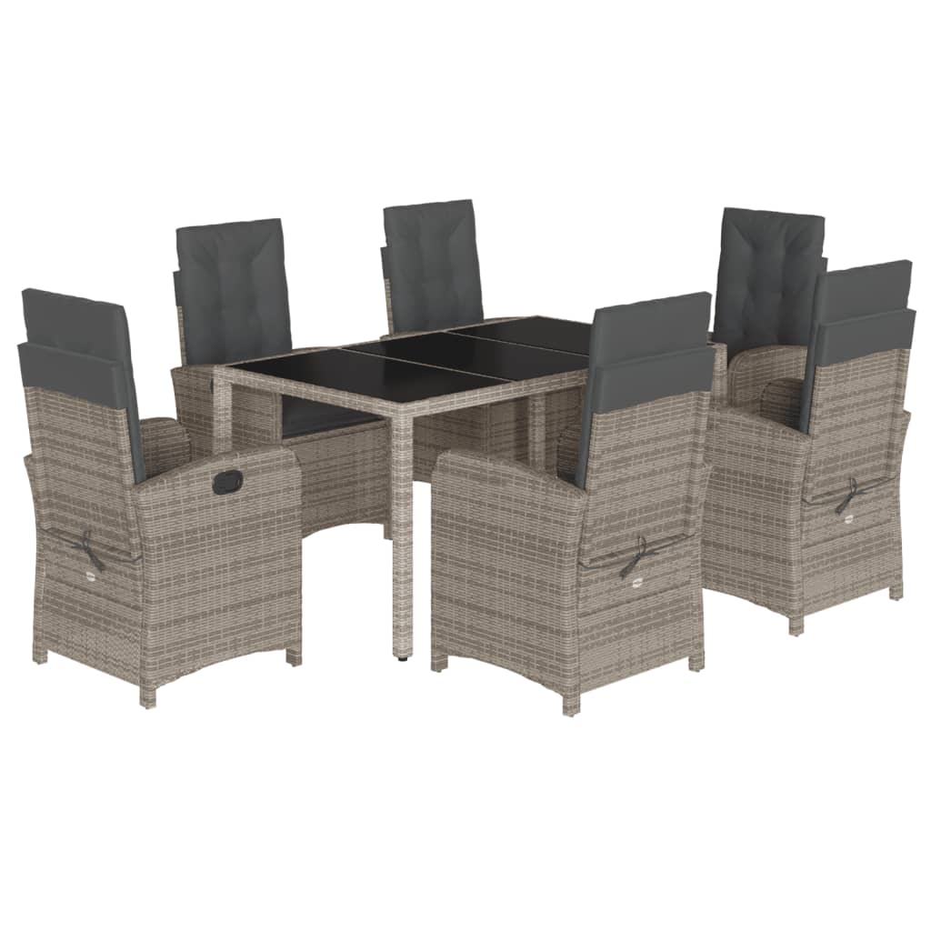 7-delige Tuinset met kussens poly rattan grijs is nu te koop bij PeponiXL, paradijselijk wonen!