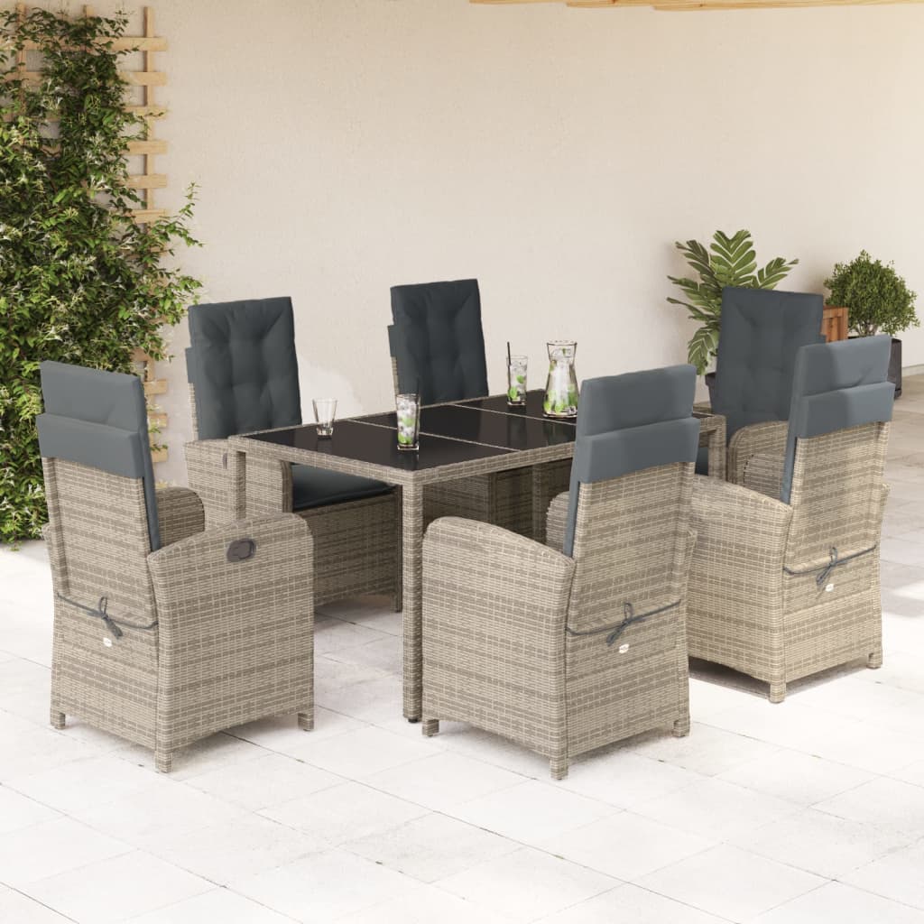 7-delige Tuinset met kussens poly rattan grijs is nu te koop bij PeponiXL, paradijselijk wonen!