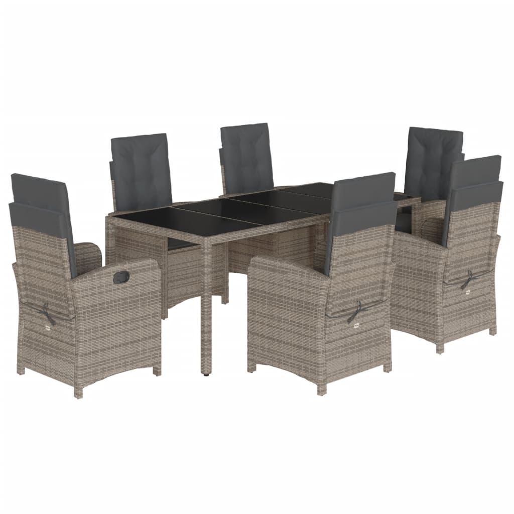 7-delige Tuinset met kussens poly rattan grijs is nu te koop bij PeponiXL, paradijselijk wonen!