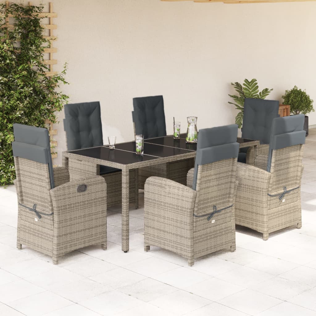 7-delige Tuinset met kussens poly rattan grijs is nu te koop bij PeponiXL, paradijselijk wonen!