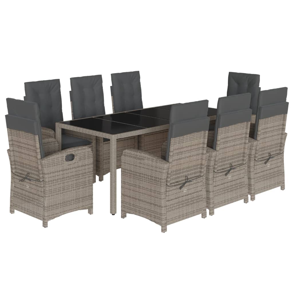 9-delige Tuinset met kussens poly rattan grijs is nu te koop bij PeponiXL, paradijselijk wonen!