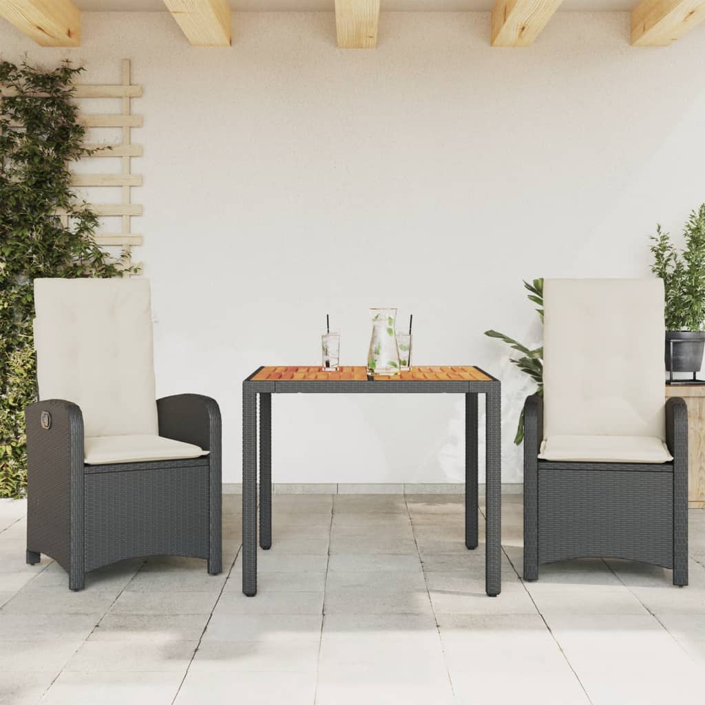 3-delige Tuinset met kussens poly rattan zwart is nu te koop bij PeponiXL, paradijselijk wonen!