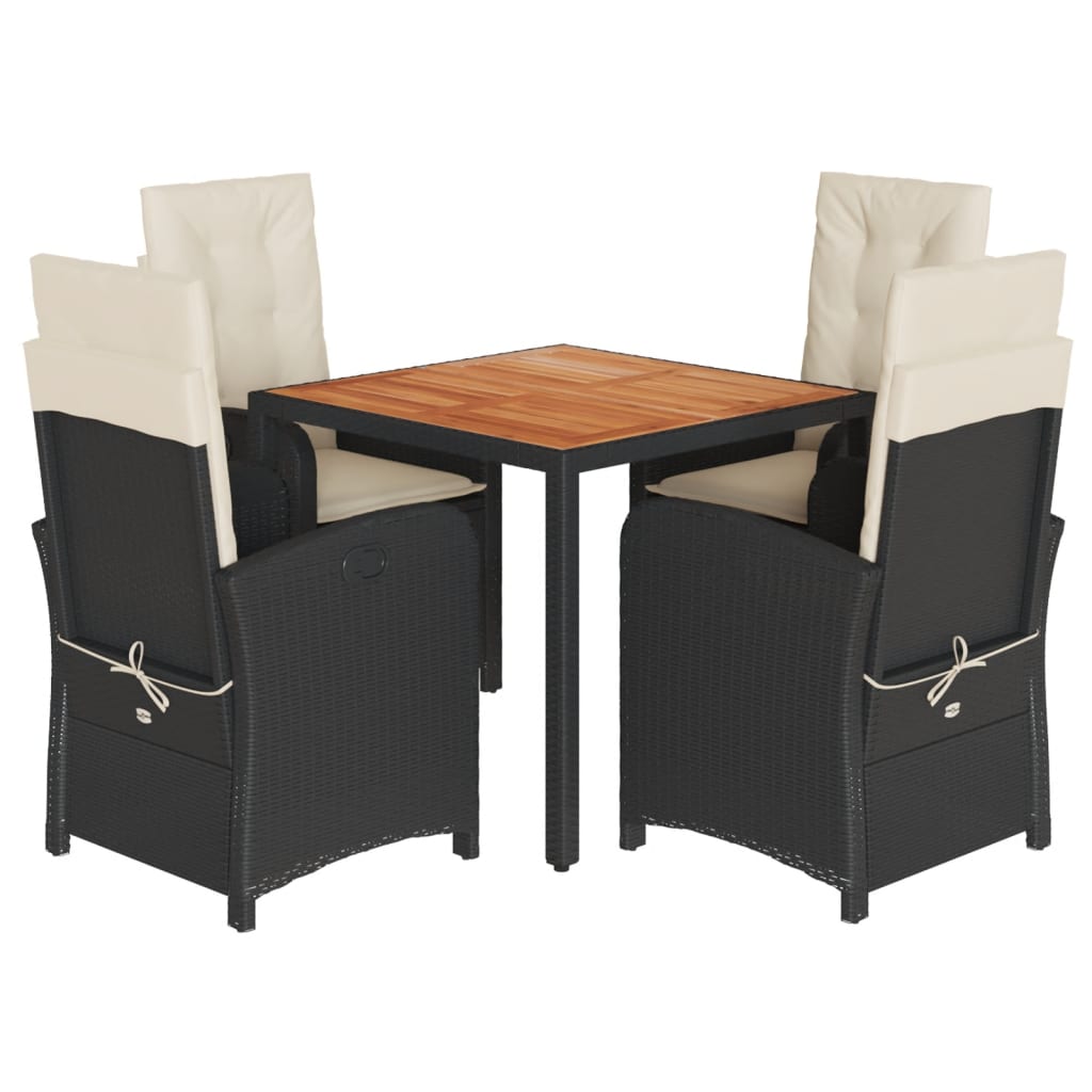 5-delige Tuinset met kussens poly rattan zwart is nu te koop bij PeponiXL, paradijselijk wonen!