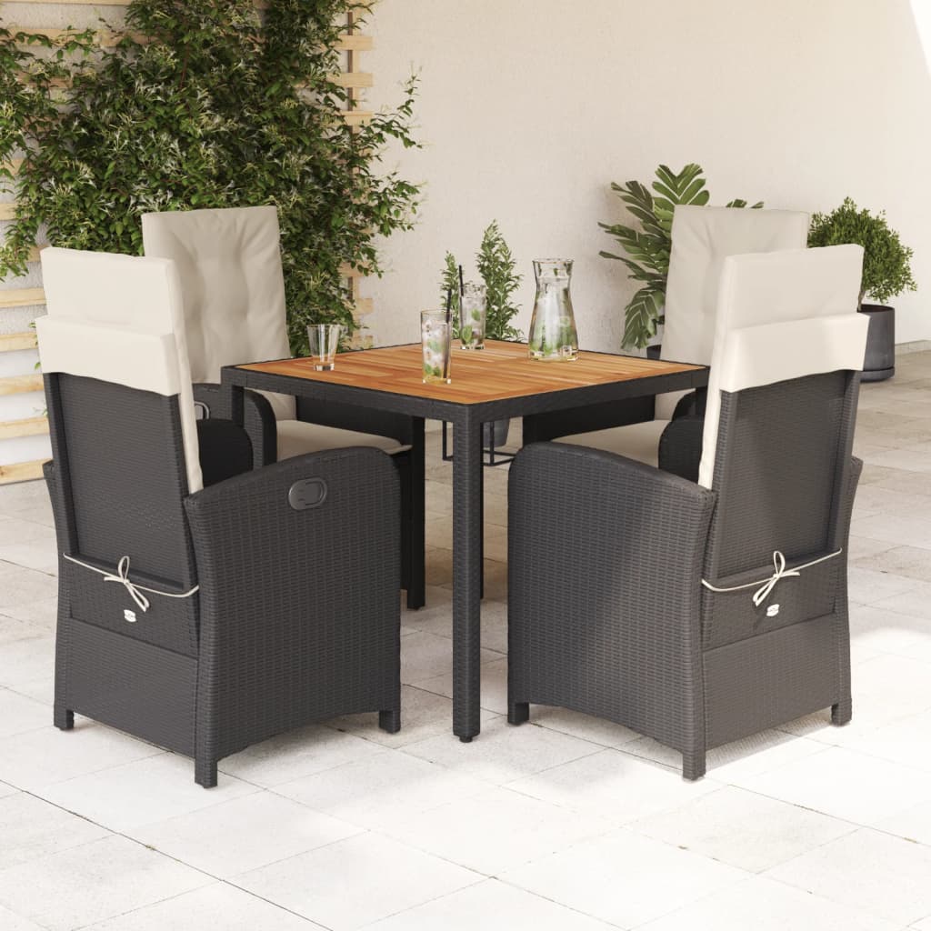 5-delige Tuinset met kussens poly rattan zwart is nu te koop bij PeponiXL, paradijselijk wonen!