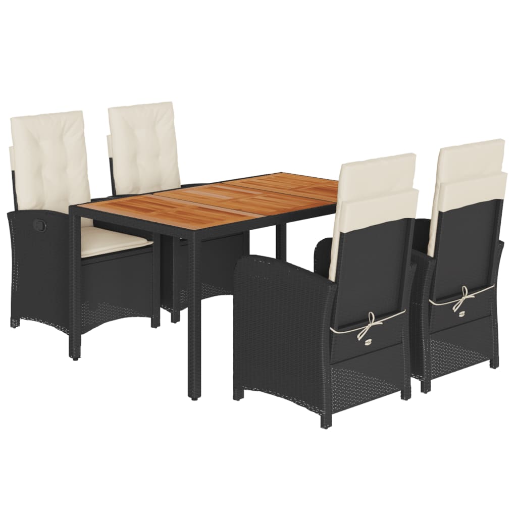 5-delige Tuinset met kussens poly rattan zwart is nu te koop bij PeponiXL, paradijselijk wonen!