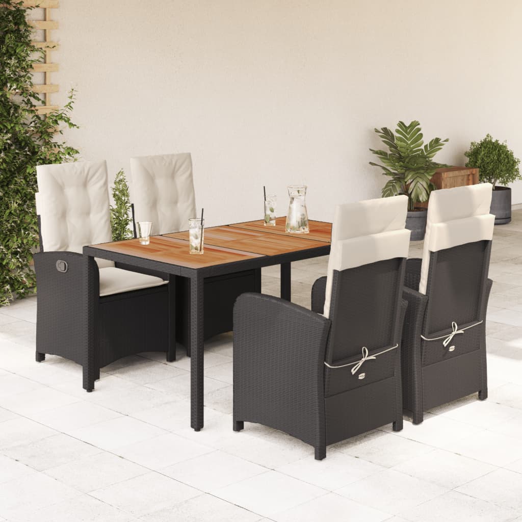 5-delige Tuinset met kussens poly rattan zwart is nu te koop bij PeponiXL, paradijselijk wonen!