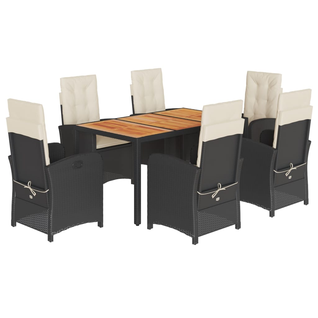 7-delige Tuinset met kussens poly rattan zwart is nu te koop bij PeponiXL, paradijselijk wonen!