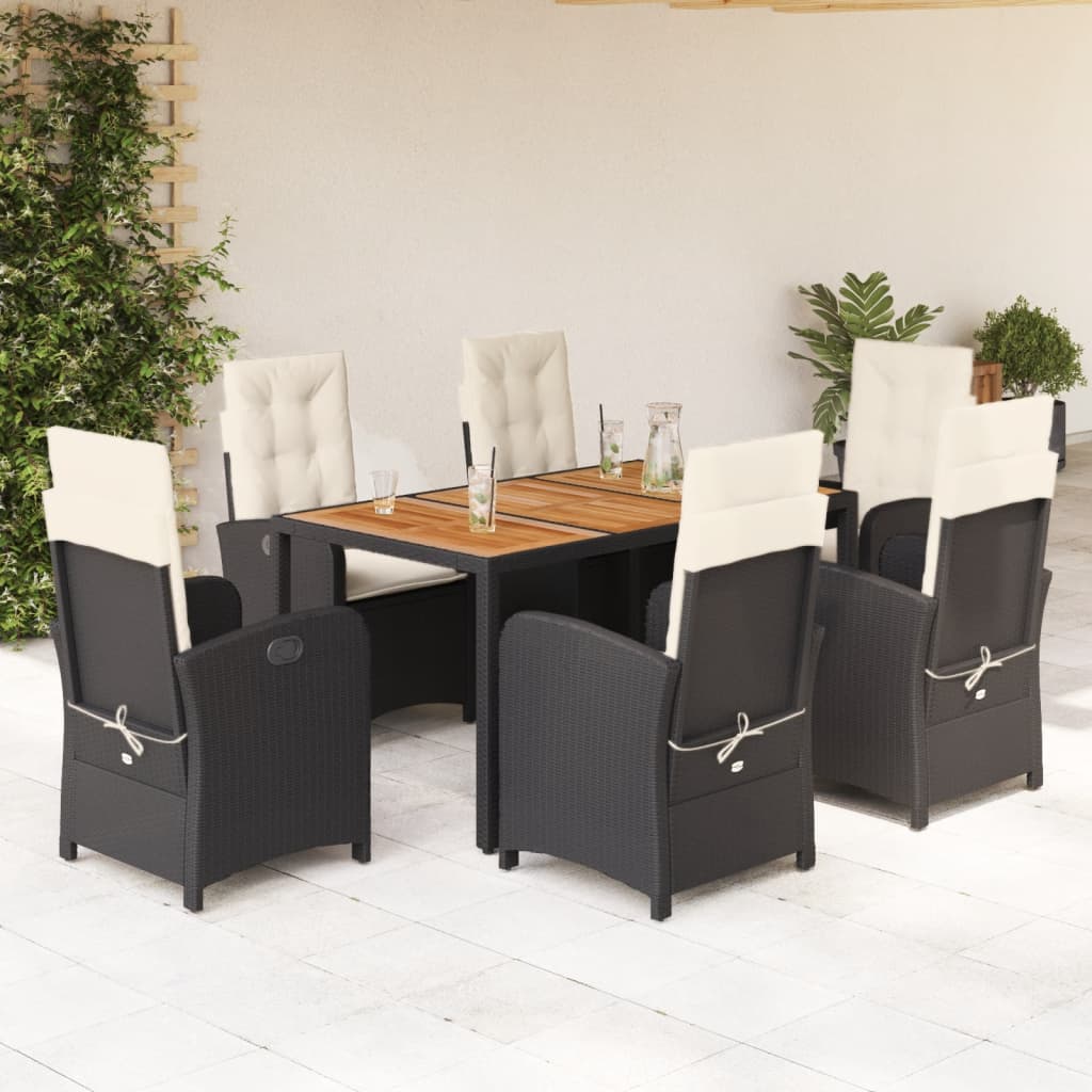 7-delige Tuinset met kussens poly rattan zwart is nu te koop bij PeponiXL, paradijselijk wonen!