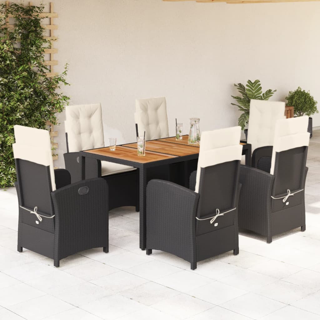 7-delige Tuinset met kussens poly rattan zwart is nu te koop bij PeponiXL, paradijselijk wonen!