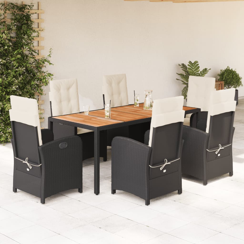 7-delige Tuinset met kussens poly rattan zwart is nu te koop bij PeponiXL, paradijselijk wonen!
