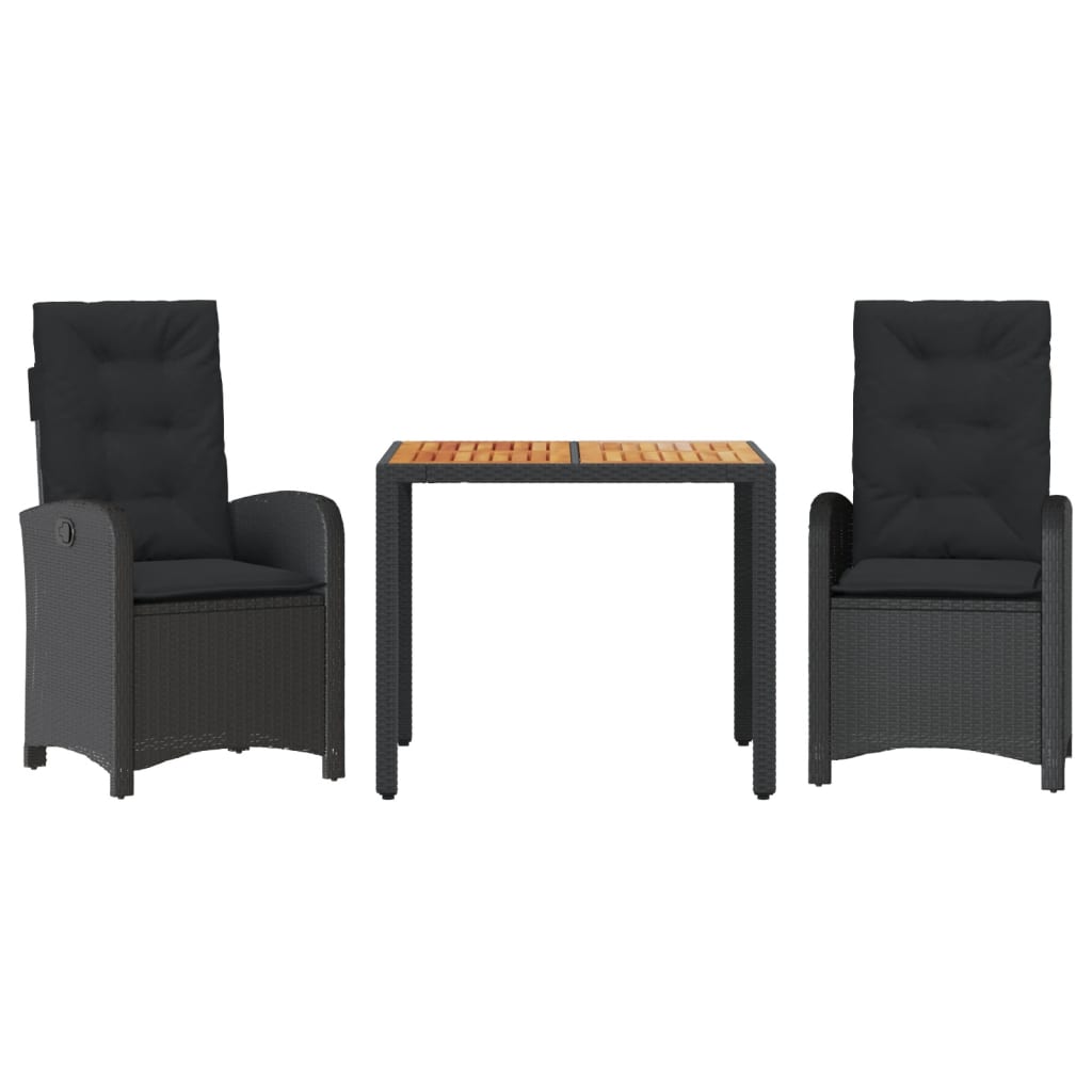 3-delige Tuinset met kussens poly rattan zwart is nu te koop bij PeponiXL, paradijselijk wonen!