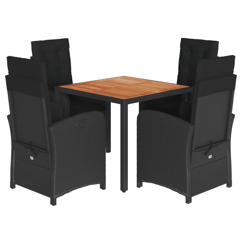 5-delige Tuinset met kussens poly rattan zwart is nu te koop bij PeponiXL, paradijselijk wonen!