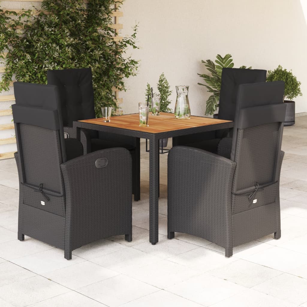 5-delige Tuinset met kussens poly rattan zwart is nu te koop bij PeponiXL, paradijselijk wonen!