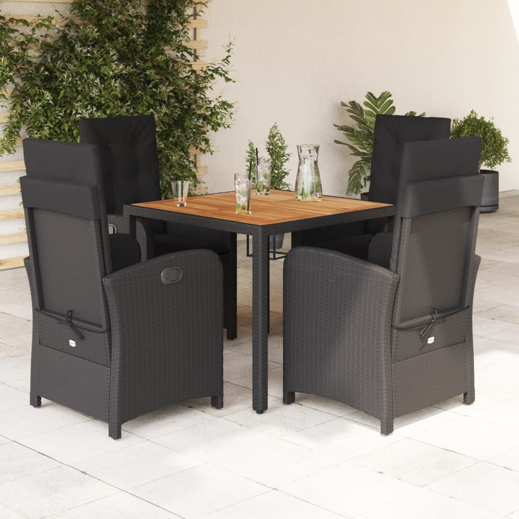 5-delige Tuinset met kussens poly rattan zwart is nu te koop bij PeponiXL, paradijselijk wonen!