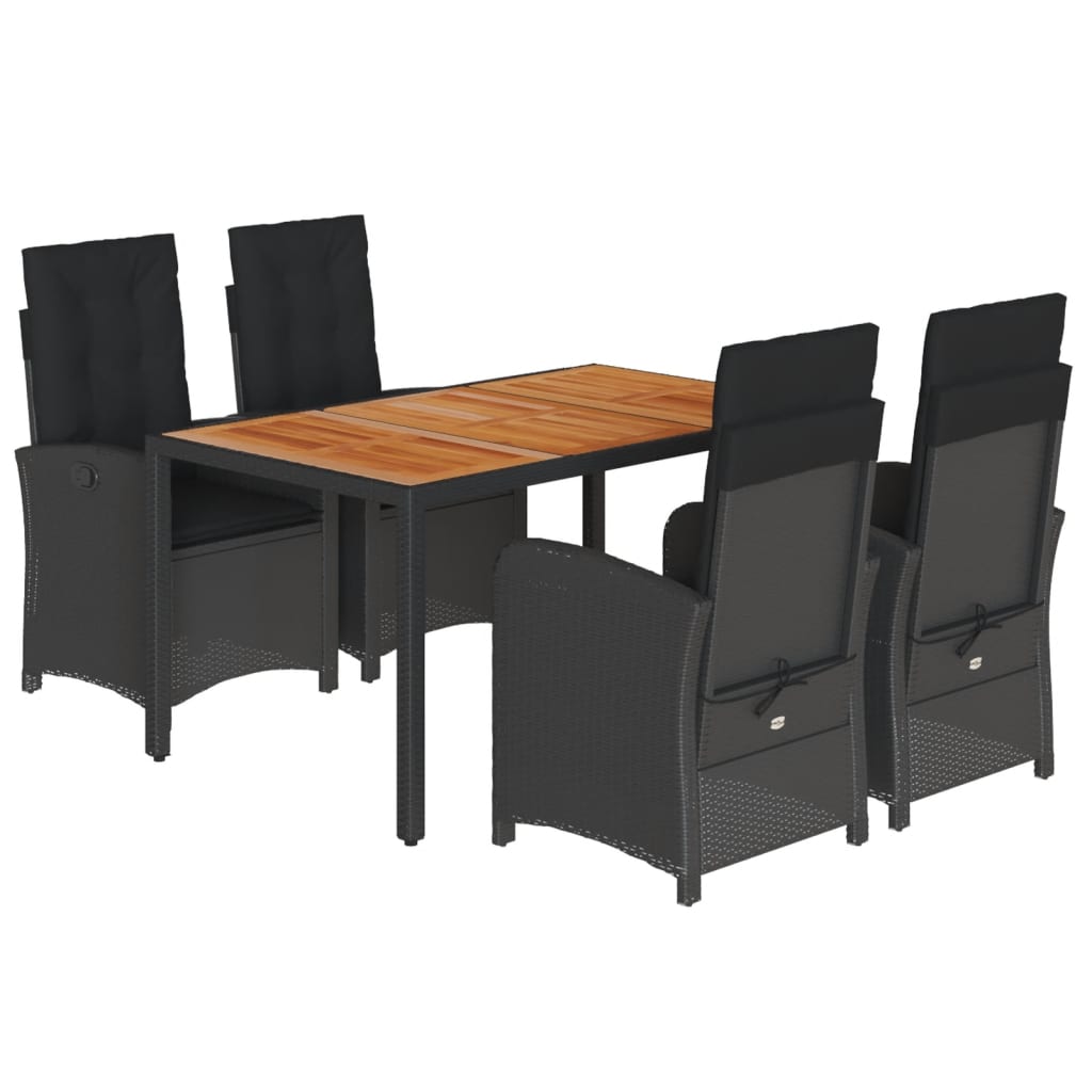 5-delige Tuinset met kussens poly rattan zwart is nu te koop bij PeponiXL, paradijselijk wonen!
